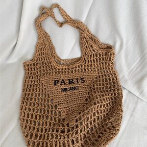 Tan Crochet Tote Bag
